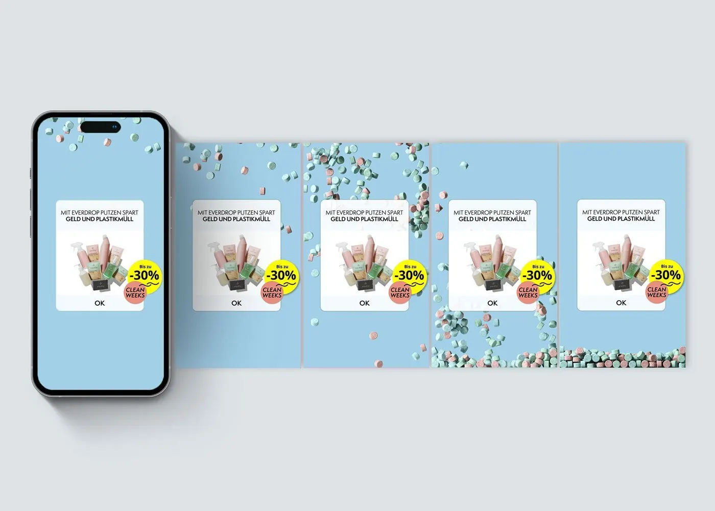 everdrop Produktwelt — nachhaltige Putzmittel als Love-Brand inszeniert