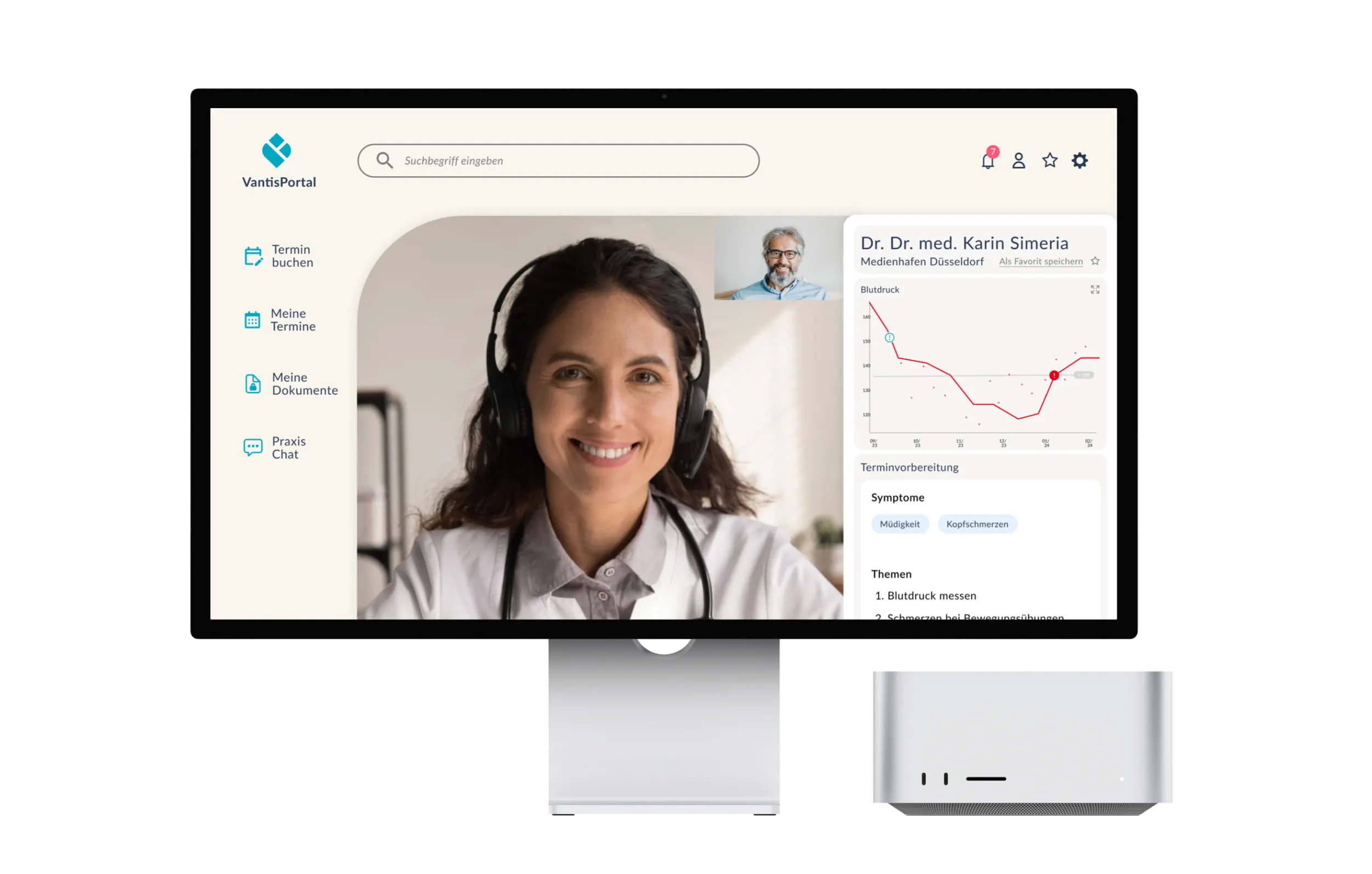 Vantis Markenauftritt — Website der digitalen Gesundheitsmarke auf dem Desktop