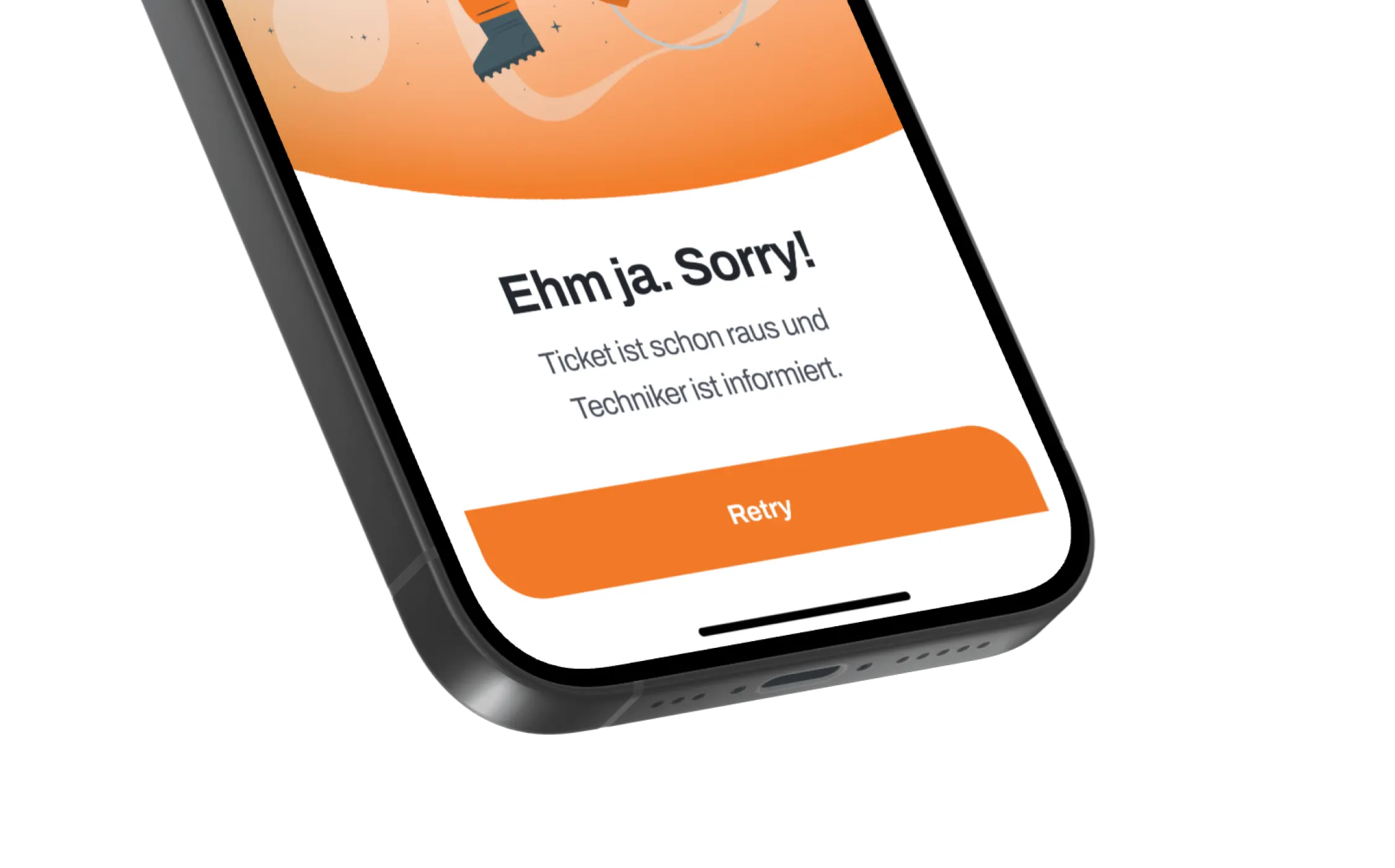Rewards App-Fehlerscreen mit Tone of Voice: Ehm ja. Sorry!